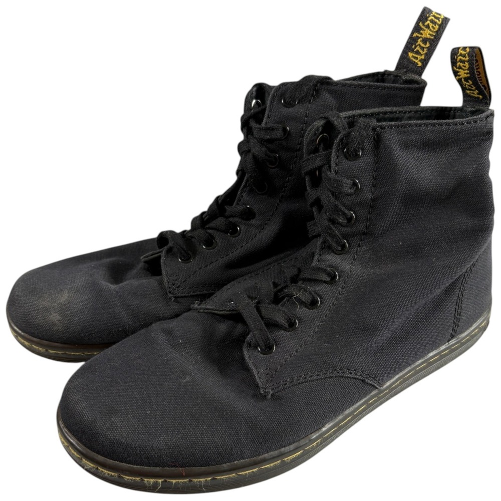 VTG Dr. Martens Alfie Boots Mens 11 Black Canvas Durable Heritage Workwear AW004